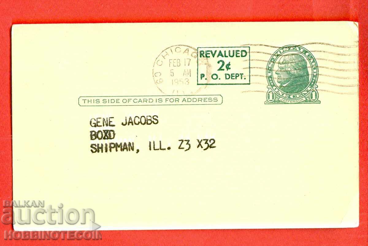 Carte de călătorie SUA cu 1 + 2 CENTS Reprint - 1953 Carte de călătorie SUA cu 1 + 2 CENTS Reprint - 1953