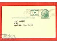САЩ пътувала картичка с 1 + 2 ЦЕНТА Препечанка - 1953