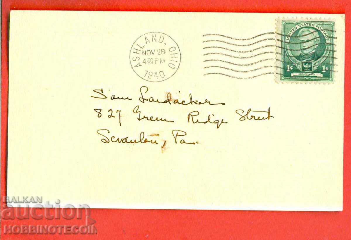 САЩ пътувала картичка с 1 ЦЕНТ Малка - 1940