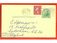 Ταξιδιωτική κάρτα ΗΠΑ ΑΓΓΛΙΑ με 1 + 2 CENTS - 1933