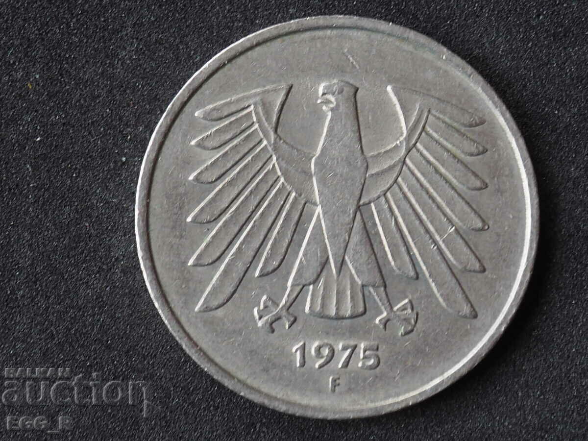 Германия Дойче марка 5 марки 1975 F   монета
