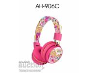 Wireless headphones with built-in microphone Barbie, foldable