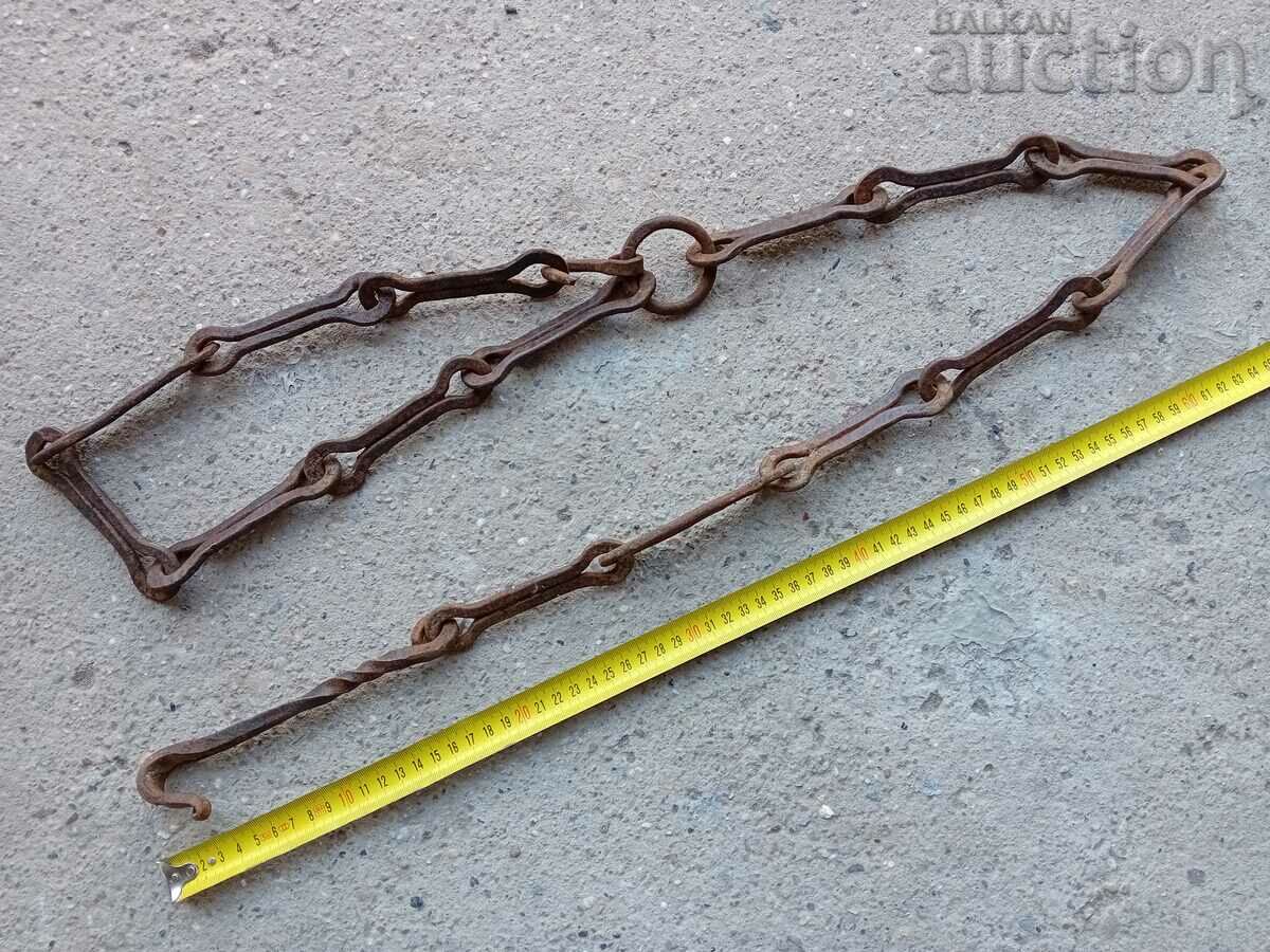 Delivery of Old wrought iron chain with hook, hearth ring Delivery of Old wrought iron chain with hook, hearth ring