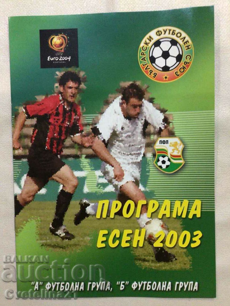 Programul de fotbal BFS toamna anului 2003