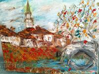 Bozhidar Nikolov/Pictură în ulei 50/40 „Podul din Tryavna”