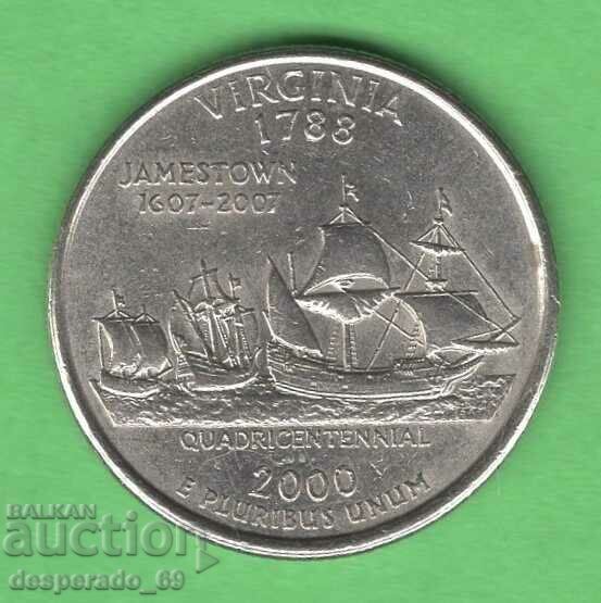 (¯`'•.¸   25 цента 2000 P  САЩ (Virginia)