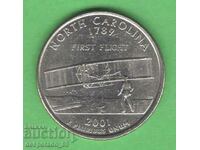 (¯`'•.¸   25 цента 2001 D  САЩ (North Carolina)  ¸.•'´¯)