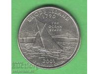 (¯`'•.¸ 25 cents 2001 D USA (Rhode Island) ¸.•'´¯)