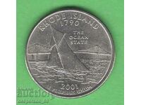 (¯`'•.¸   25 цента 2001 D  САЩ (Rhode Island)  ¸.•'´¯)