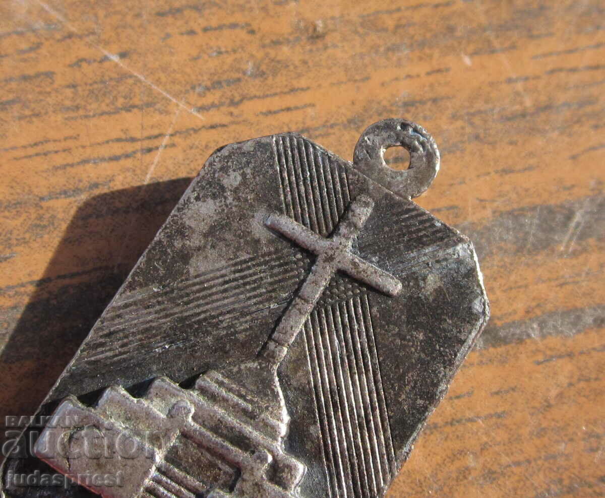 старинна сребърна икона иконка Божи Гроб висулка бижу - 5