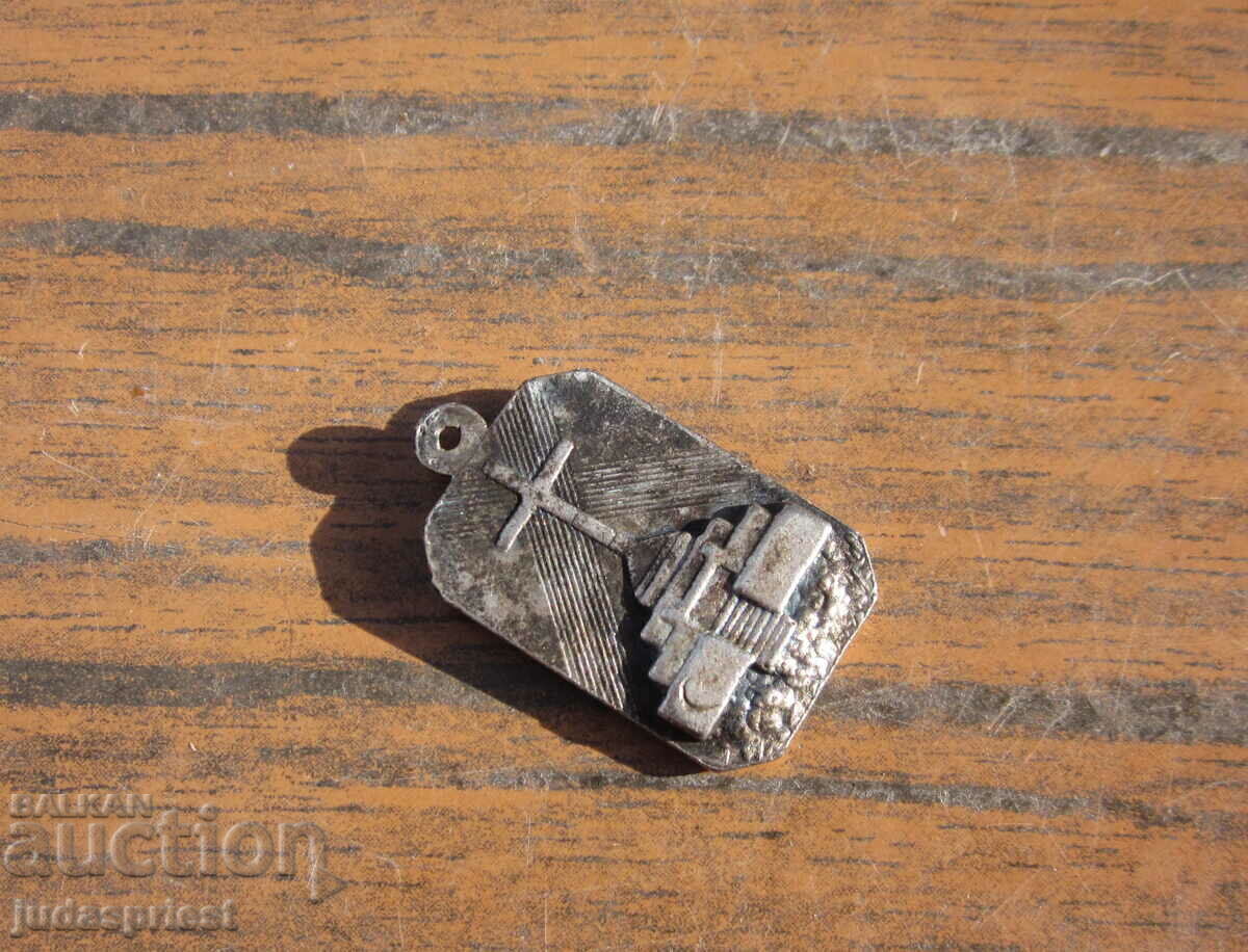 старинна сребърна икона иконка Божи Гроб висулка бижу - 6