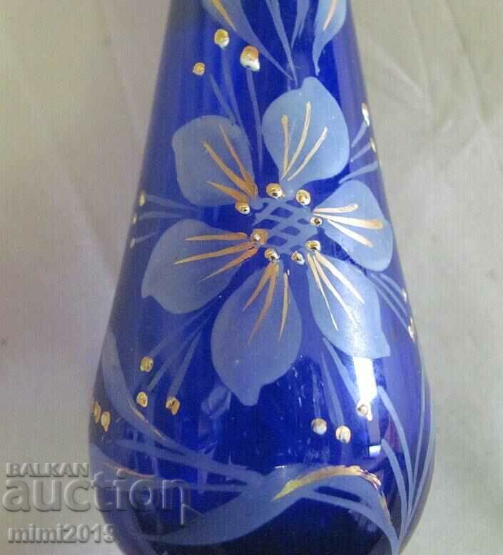 Vintich Vase Blue Glass Hand Painted with price 25.00 BGN | € 12.78