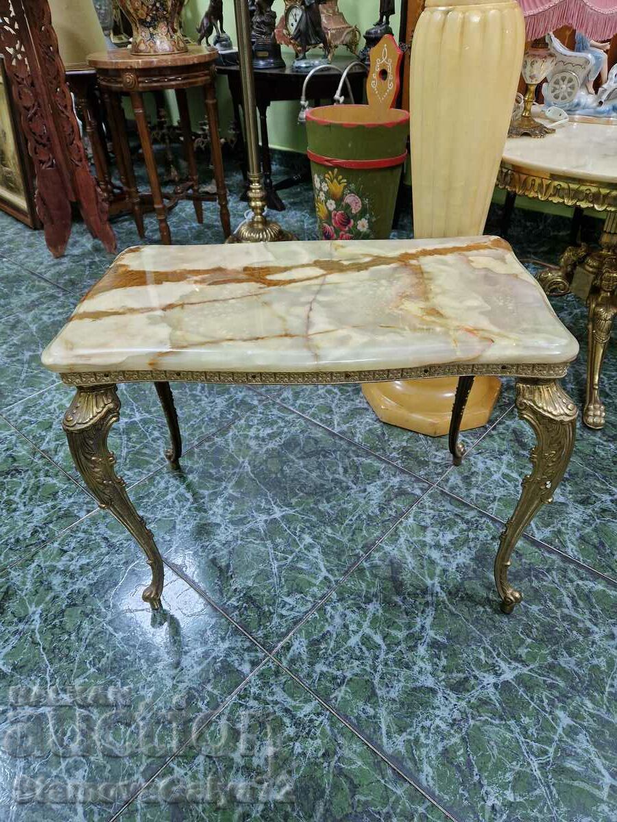 A lovely antique Belgian bronze onyx side table