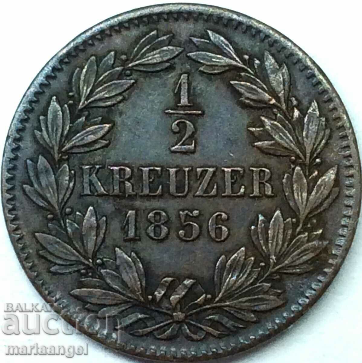 1/2 Kreuzer 1856 Germania Baden Friedrich