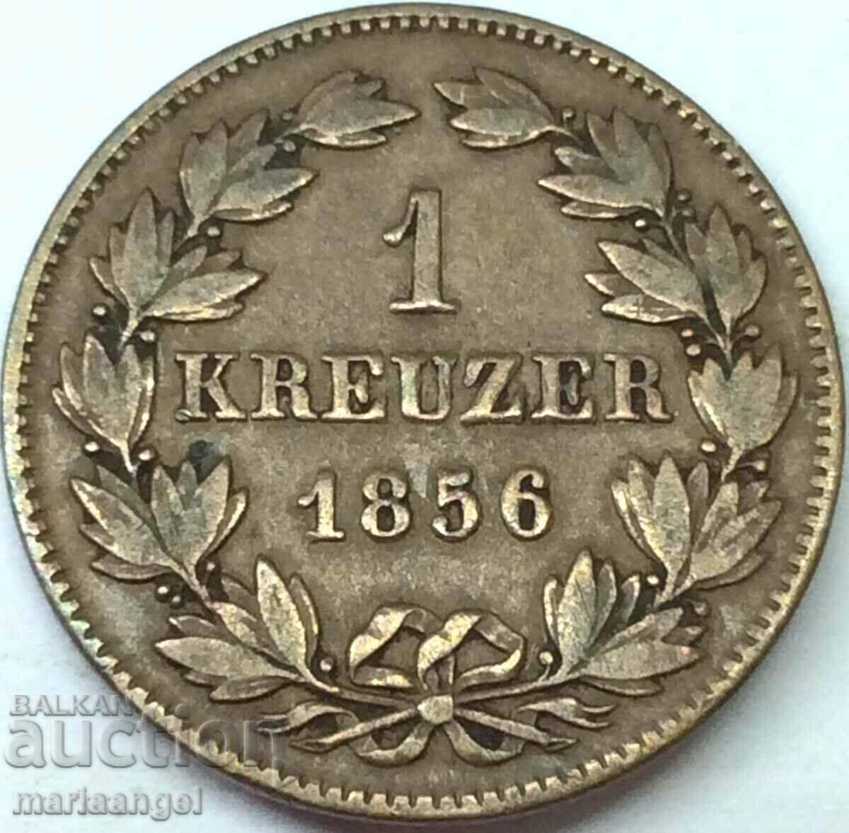 1 Kreuzer 1856 Baden Germany Prince Regent Friedrich