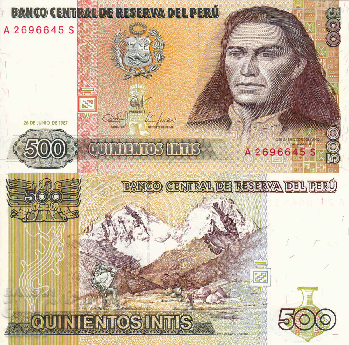 tino37- PERU - 500 INTIS - 1987 - UNC