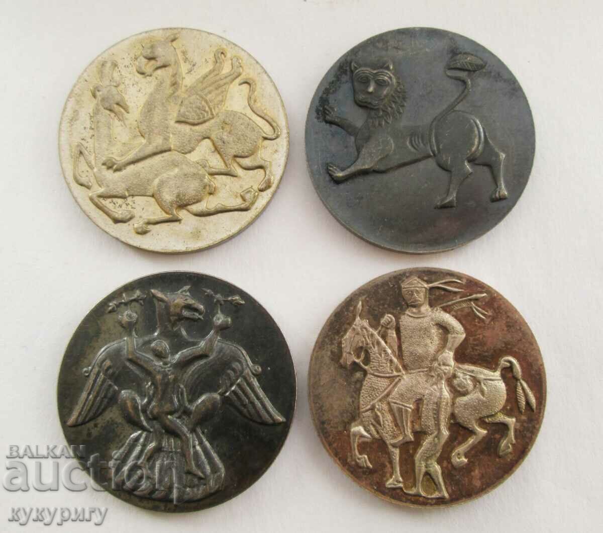 4 κομμάτια παλαιών νομισμάτων του Κοινωνικού Μουσείου πλακέτες NRB
