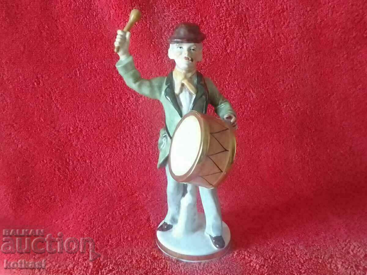 Old porcelain figurine Male Musician Drum marked hand painted Old porcelain figurine Male Musician Drum marked hand painted
