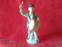 Old porcelain figurine Male Musician Drum SILESIA hand painted