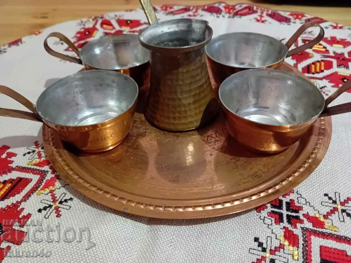 Serviciu cupru pentru cafea sau coniac incalzit
