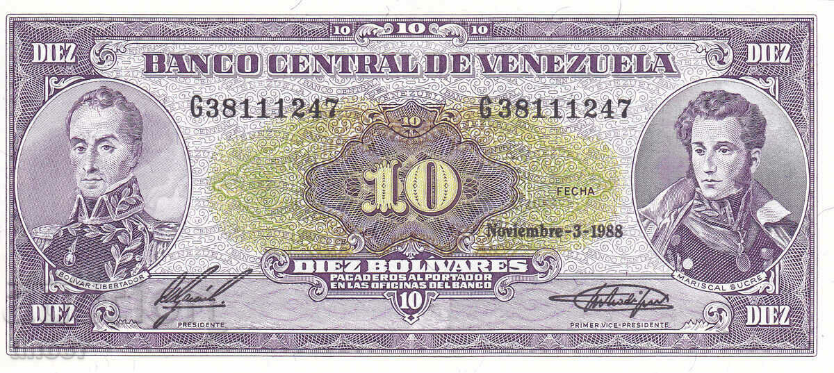 tino37- VENEZUELA - 10 BOLIVARA - 1988 - UNC with price 5.90 BGN | € 3.02 tino37- VENEZUELA - 10 BOLIVARA - 1988 - UNC with price 5.90 BGN | € 3.02