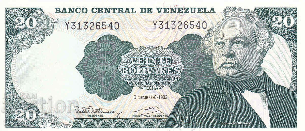 tino37- VENEZUELA - 20 BOLIVARA - 1992 - UNC with price 5.90 BGN | € 3.02 tino37- VENEZUELA - 20 BOLIVARA - 1992 - UNC with price 5.90 BGN | € 3.02