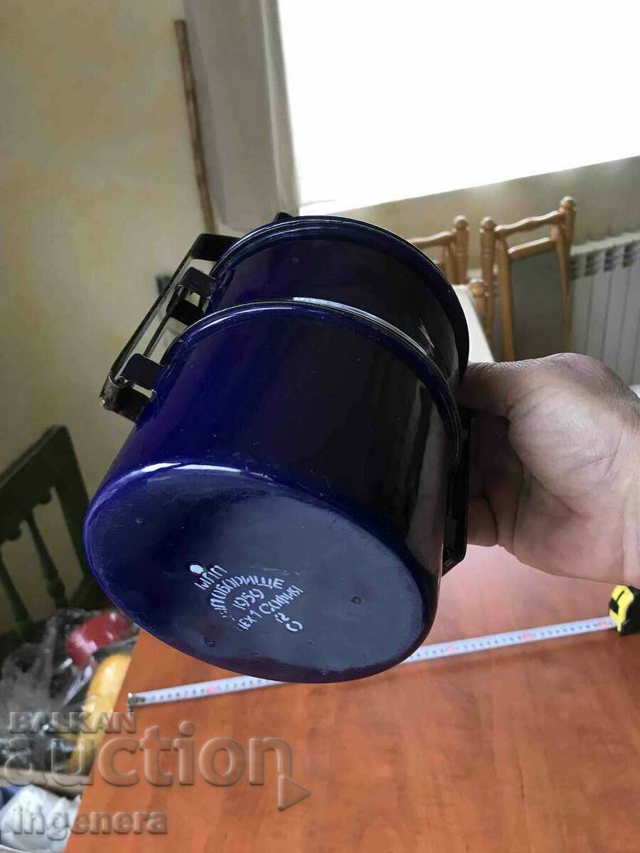 Auction SEFERTAS ENAMEL DOUBLE DISH ANTIQUE PANICA KANCHE-1959 Auction SEFERTAS ENAMEL DOUBLE DISH ANTIQUE PANICA KANCHE-1959