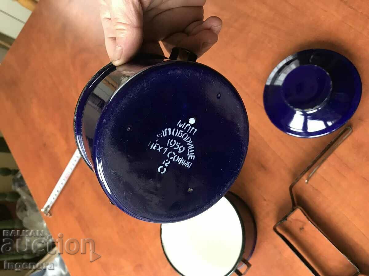 SEFERTAS ENAMEL DOUBLE DISH ANTIQUE PANICA KANCHE-1959 - 5 SEFERTAS ENAMEL DOUBLE DISH ANTIQUE PANICA KANCHE-1959 - 5