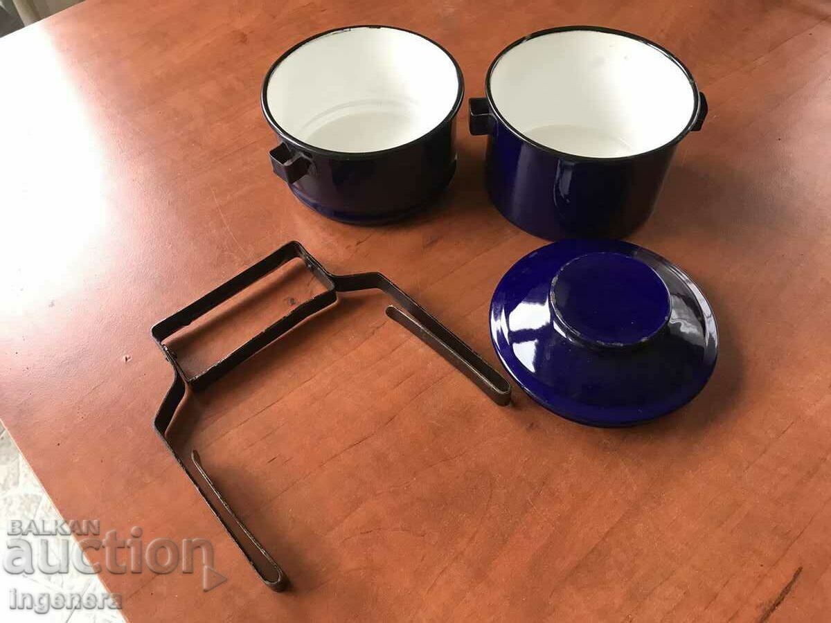 SEFERTAS ENAMEL DOUBLE DISH ANTIQUE PANICA KANCHE-1959 - 6 SEFERTAS ENAMEL DOUBLE DISH ANTIQUE PANICA KANCHE-1959 - 6