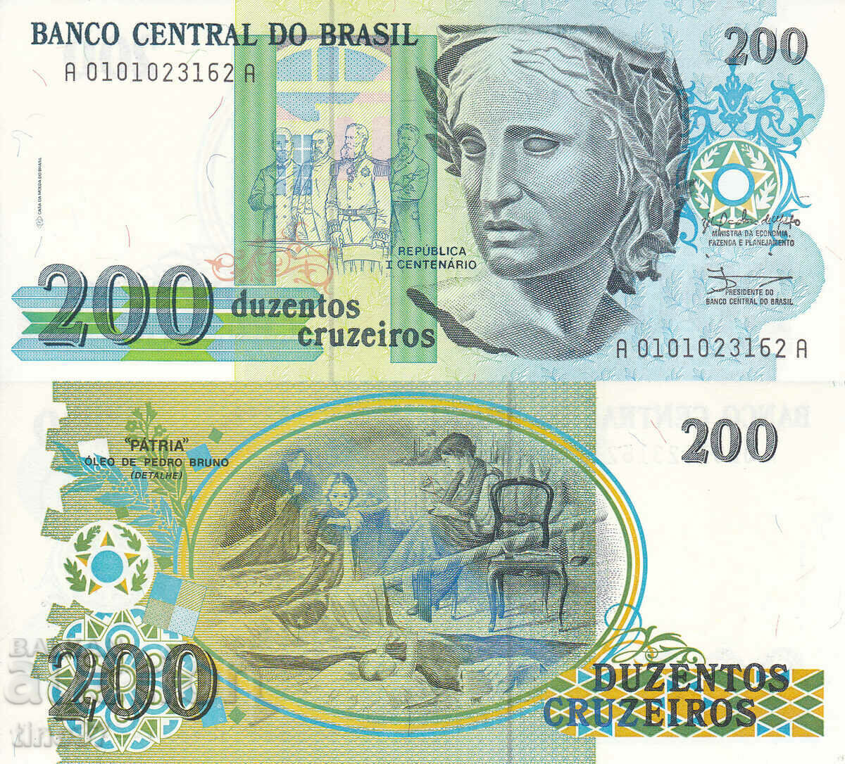 tino37- BRAZILIA - 200 CRUZEIROS - 1989/90 - UNC