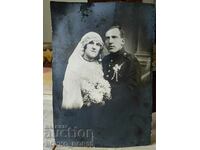 Стара Царска Сватбена Снимка на Български Офицер