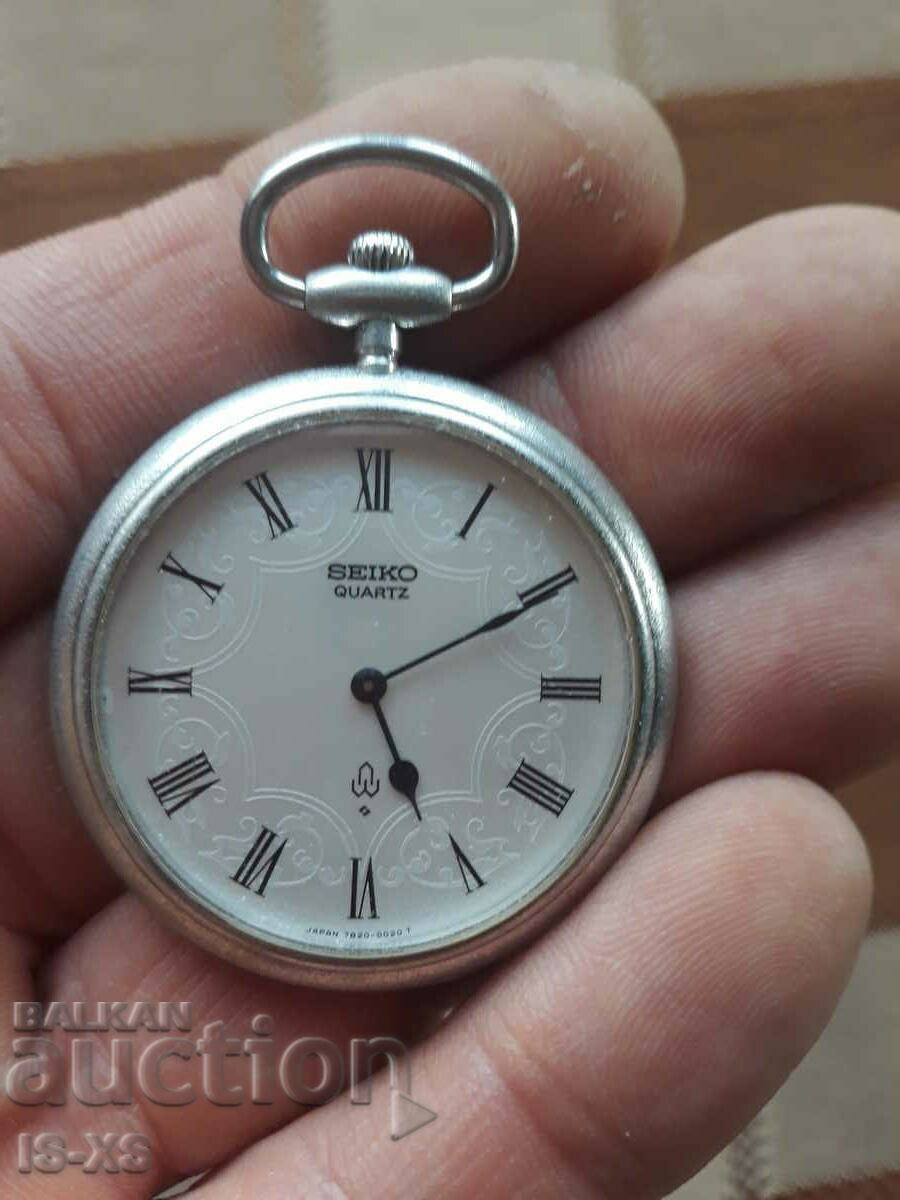 SEIKO quartz silver pocket watch