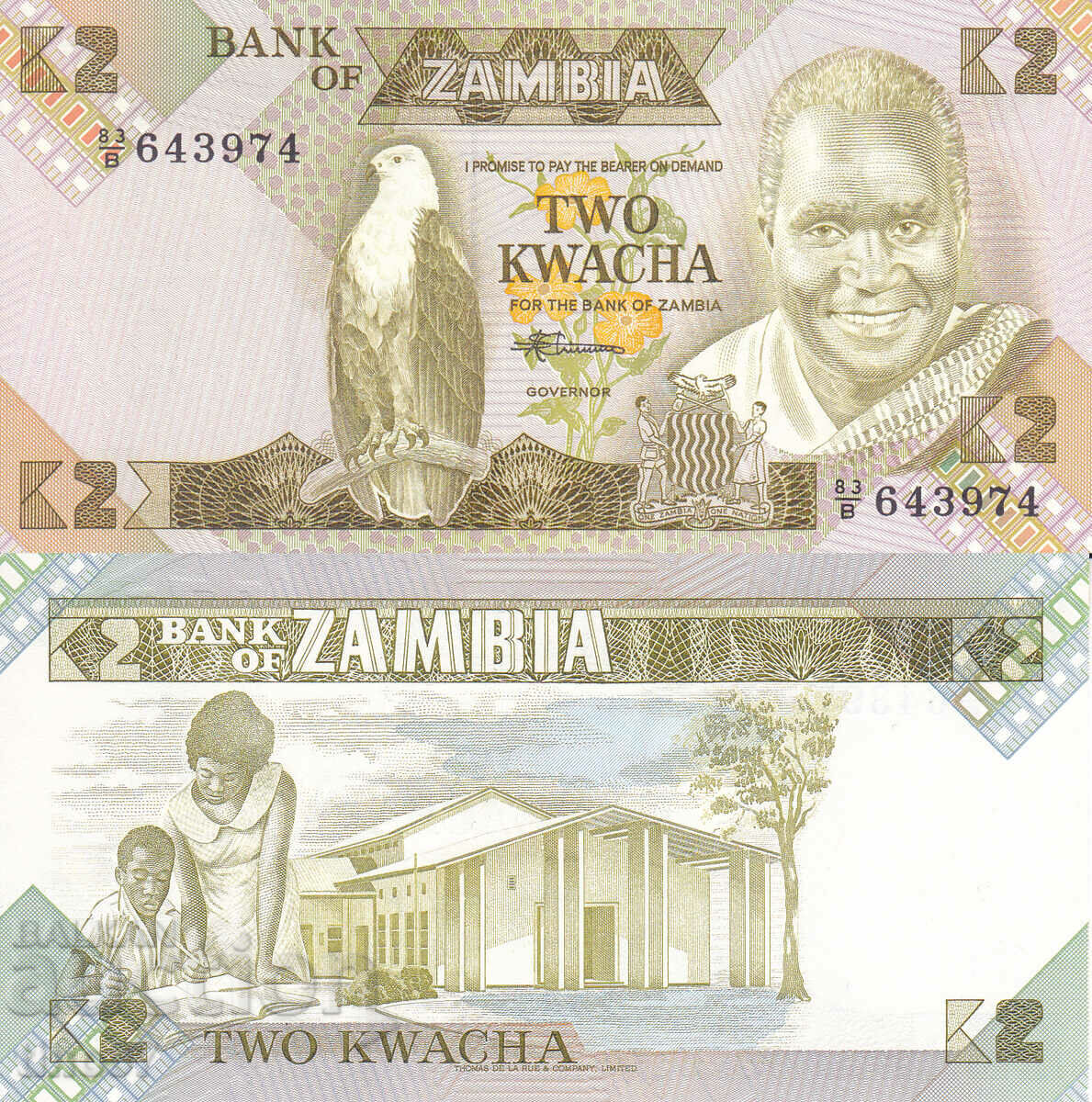 tino37- ZAMBIA - 2 KWACHA - 1980/86 - UNC