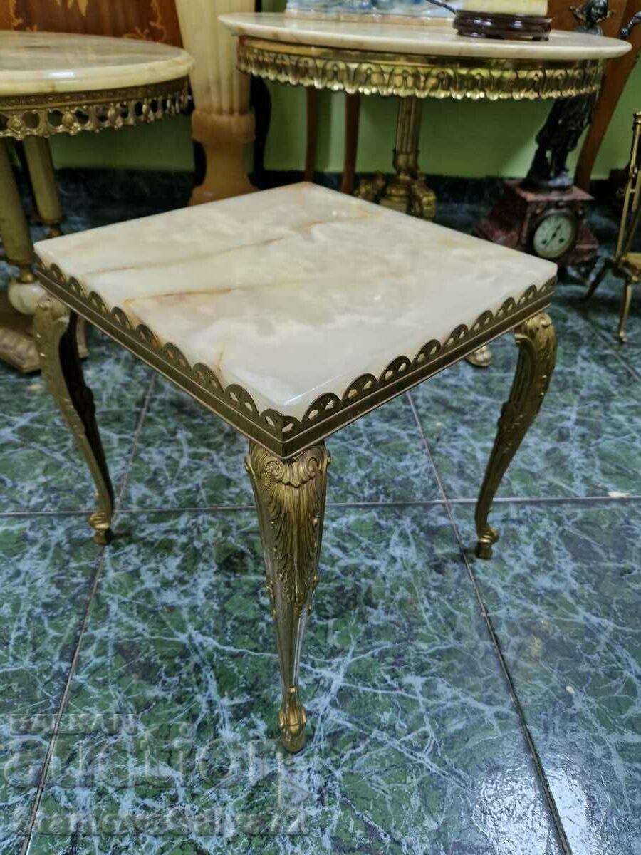 A superb antique Belgian bronze onyx side table