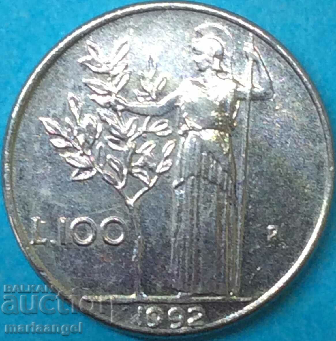 100 lire 1992 Italia Minerva