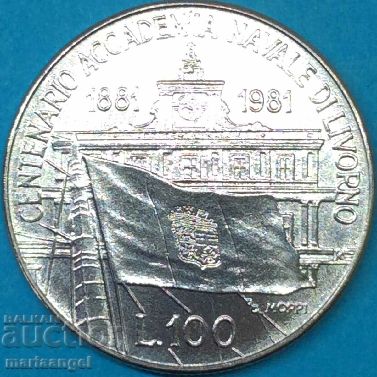 100 de lire 1981 Italia 100 de ani de Academia Maritimă