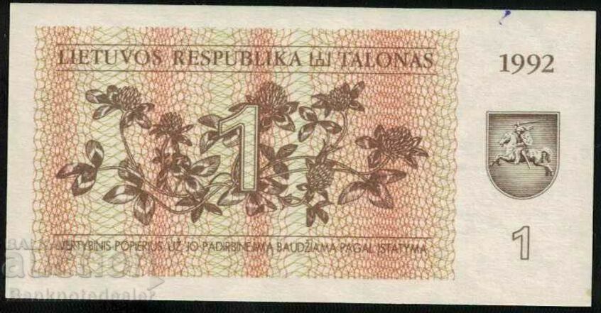 Lithuania 1 lietuvos 1992 Pick 53 Ref 4718 Unc with price 3.00 BGN | € 1.53 Lithuania 1 lietuvos 1992 Pick 53 Ref 4718 Unc with price 3.00 BGN | € 1.53