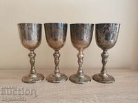 4 silver plated metal wine glasses!