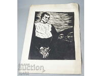 Old master drawing lithograph man