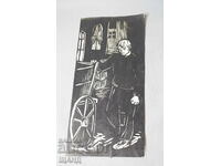Old master drawing lithograph boy, cart