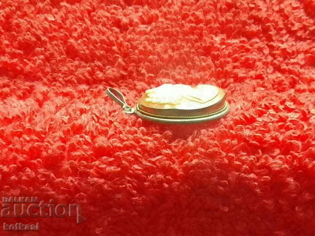 Old silver 800 hardware Gema Cameo pendant - 5 Old silver 800 hardware Gema Cameo pendant - 5