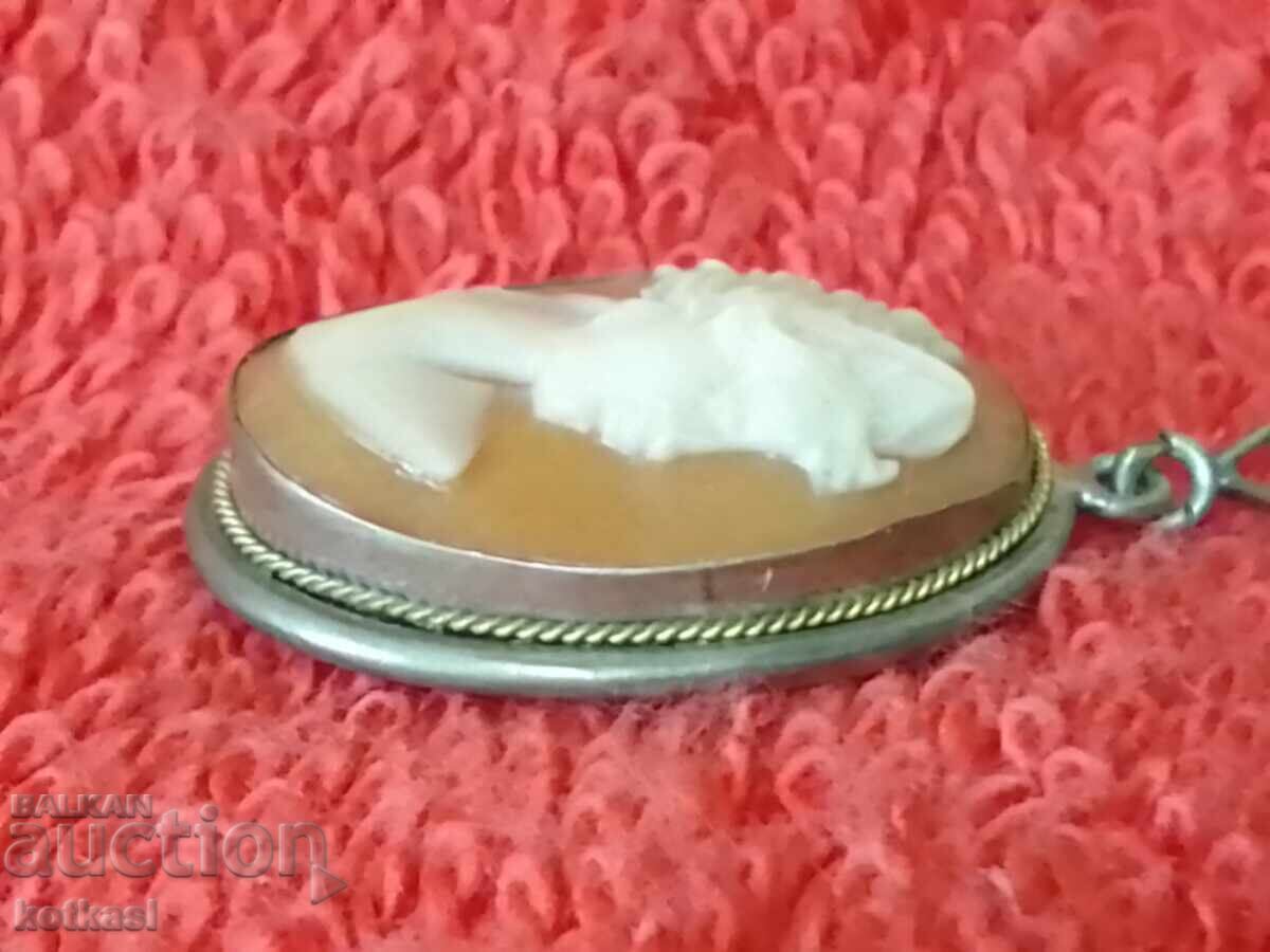 Pandantiv Gema Cameo din argint vechi 800 - 5