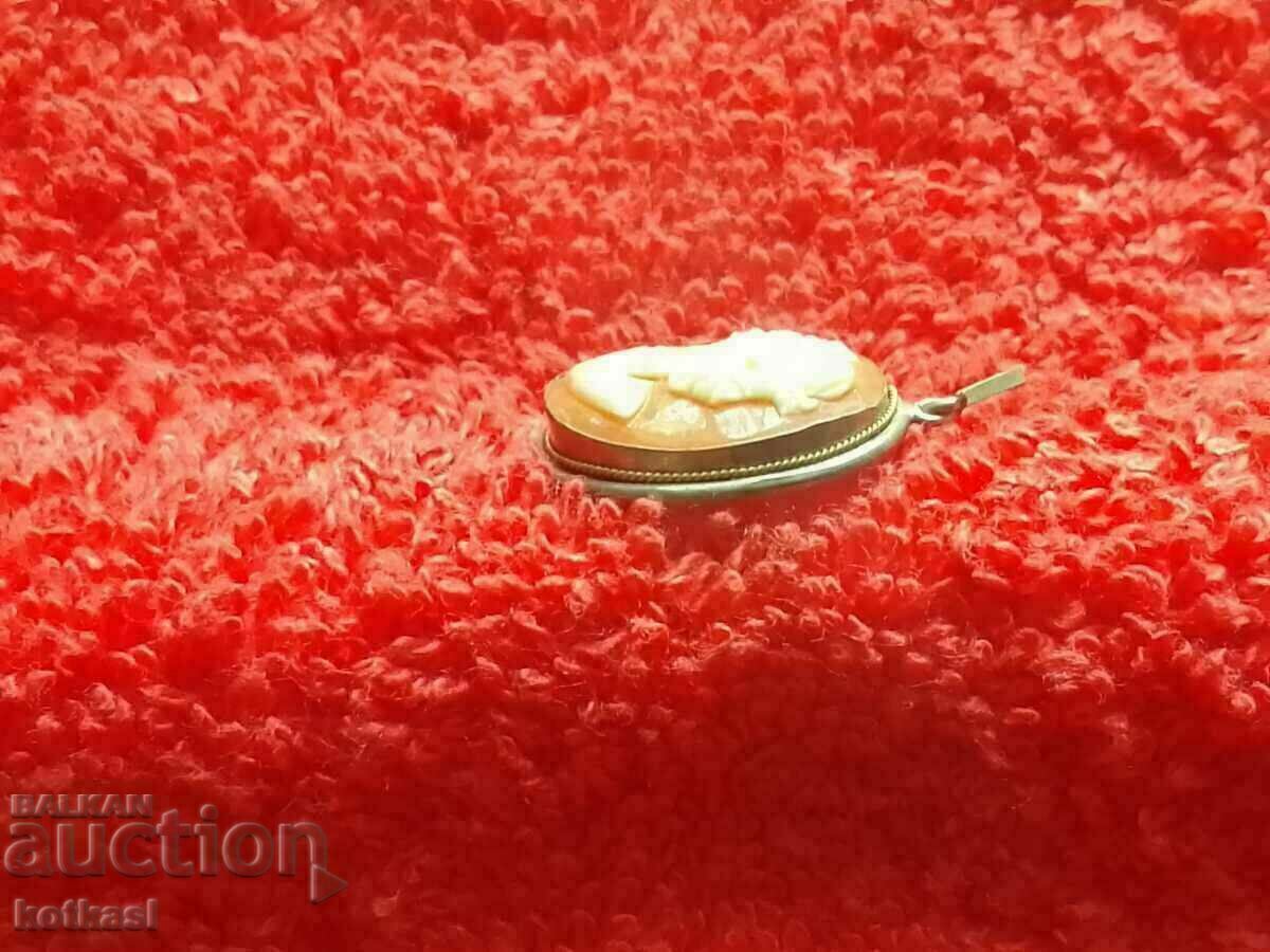 Old silver 800 hardware Gema Cameo pendant - 6 Old silver 800 hardware Gema Cameo pendant - 6