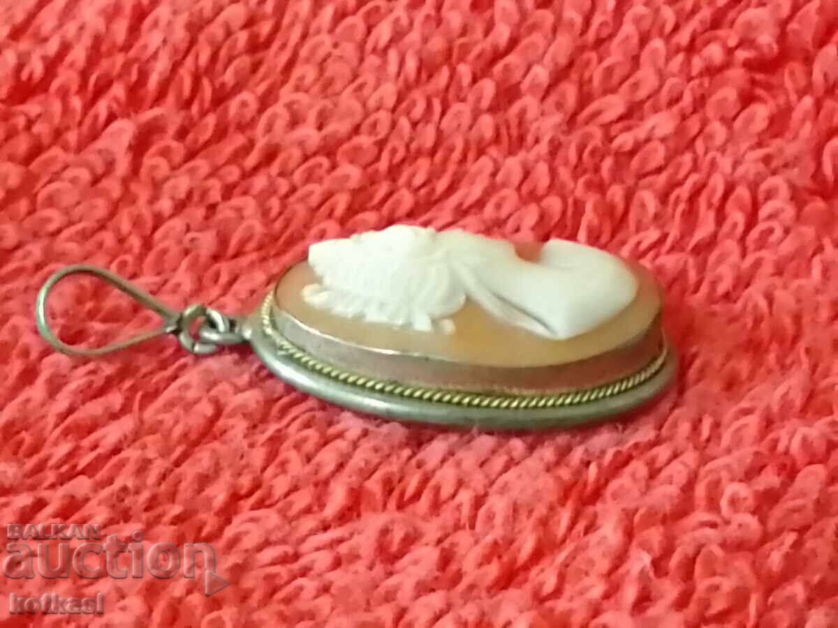 Pandantiv Gema Cameo din argint vechi 800 - 6