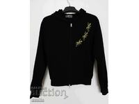 Black sweatshirt with hood and ornaments, cotton