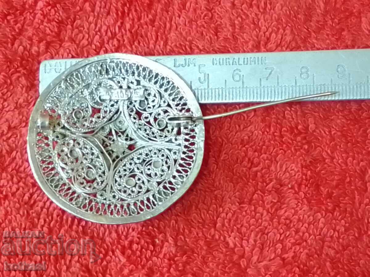 Old silver filigree brooch with markings with price € 195.00 | 381.39 BGN