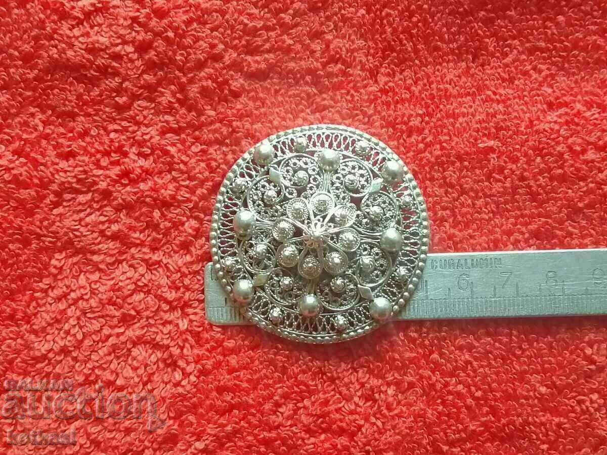 Old silver filigree brooch with markings Old silver filigree brooch with markings