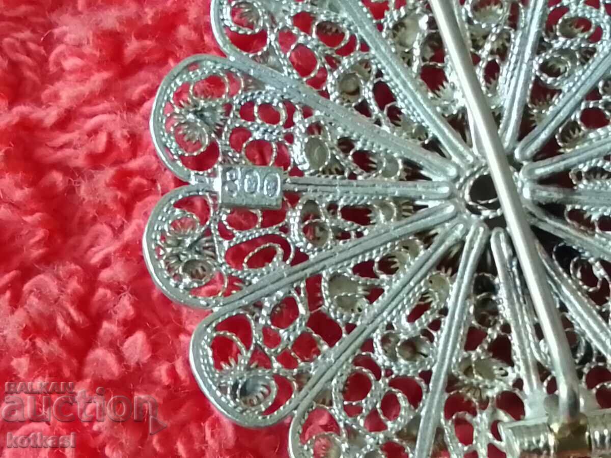 Доставка на Стара сребърна 800 Брошка Висулка филигран Доставка на Стара сребърна 800 Брошка Висулка филигран