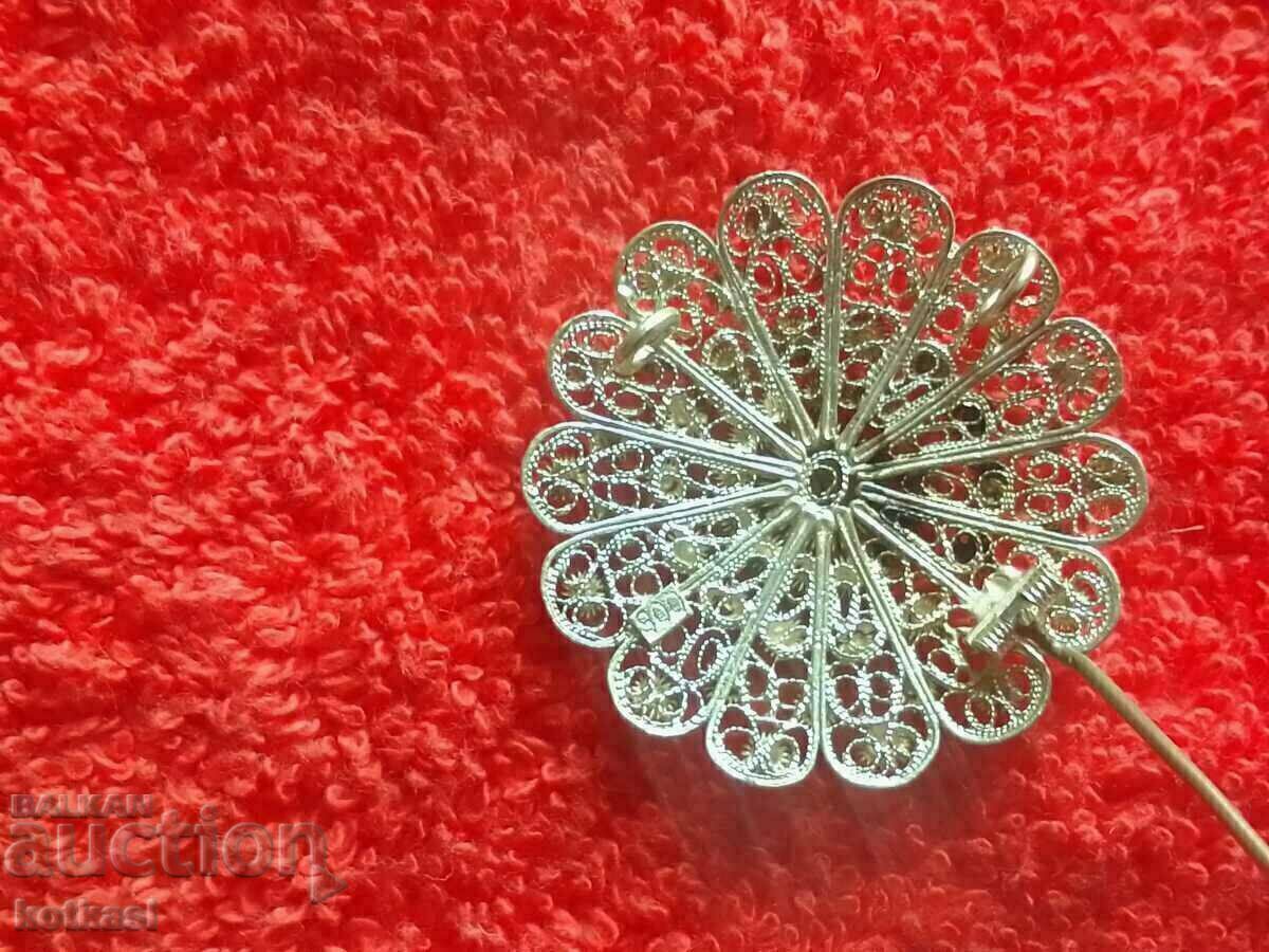 Old Silver 900 Filigree Brooch - 5 Old Silver 900 Filigree Brooch - 5