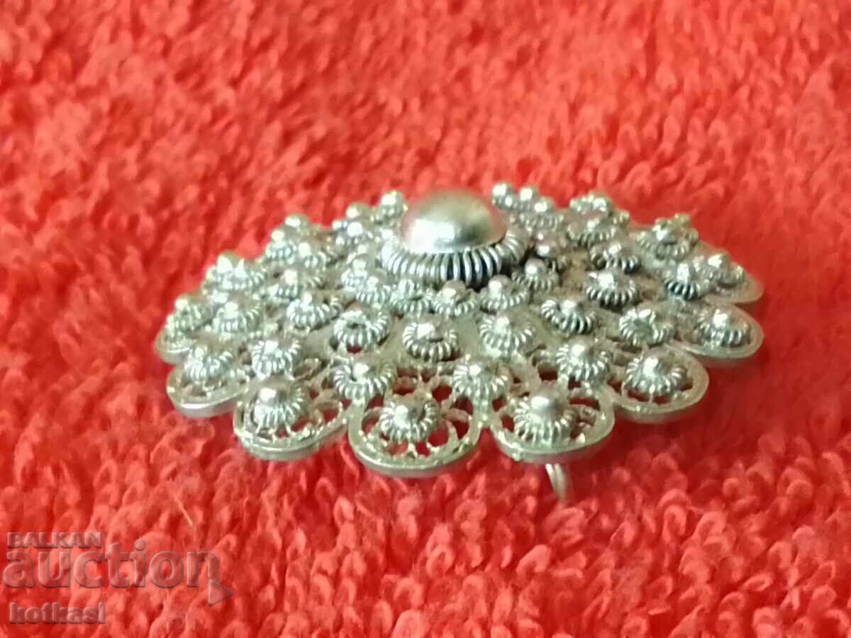 Стара сребърна 800 Брошка Висулка филигран - 6 Стара сребърна 800 Брошка Висулка филигран - 6